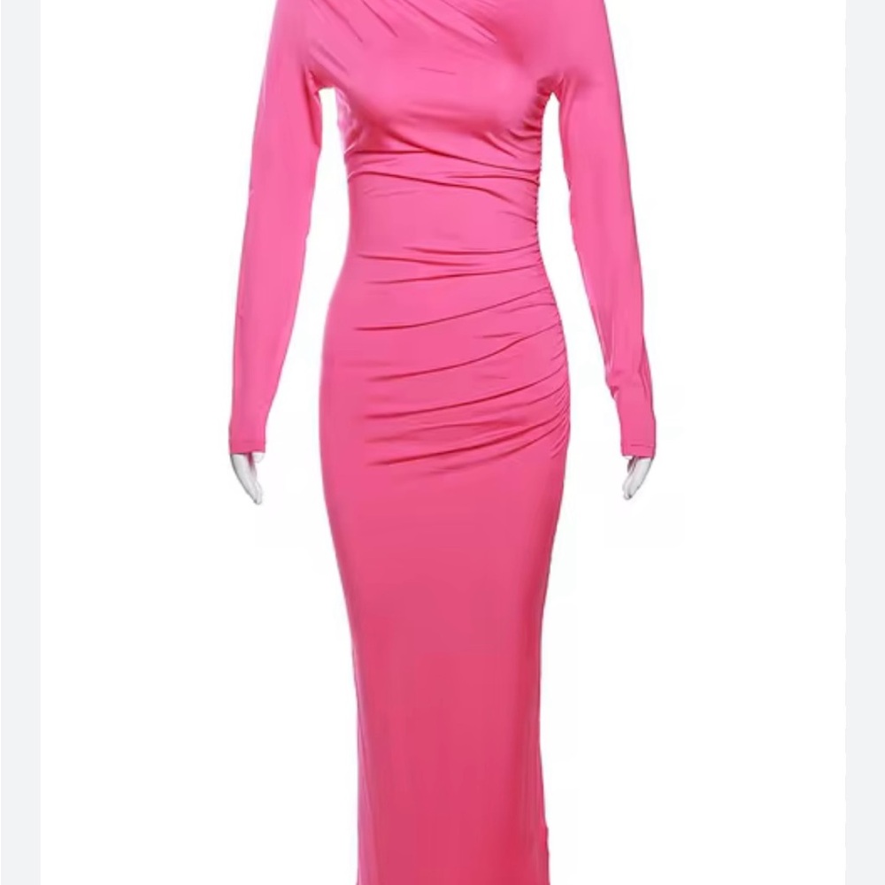 NWOT SHEIN ruched bodycon Long Sleeve Dress L